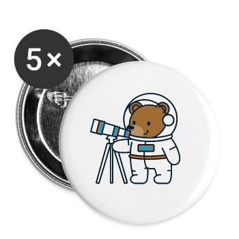 Un ours astronaute au télescope - Lot de 5 grands badges (56 mm) - blanc - Devant