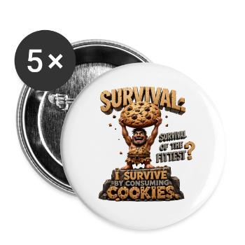Caveman with Cookies: Survival - Buttons large 2.2''/56 mm (5-pack) - white - Front