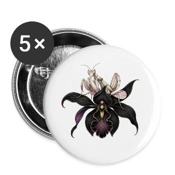 Orchid Mantis & Black Orchid - Buttons large 2.2''/56 mm (5-pack) - white - Front