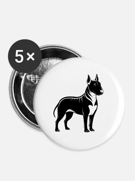 Bullterrier - Buttons groß 56 mm (5er Pack) - Weiß