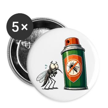 Moustiques vs Bombe aérosolière - Lot de 5 grands badges (56 mm) - blanc - Devant