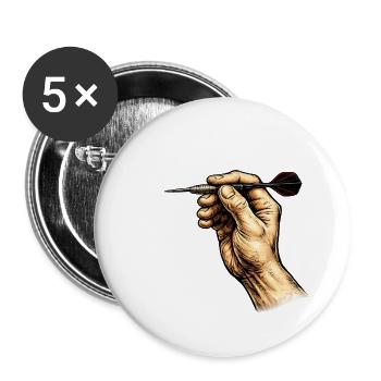 Une main infaillible avec les fléchettes - Lot de 5 grands badges (56 mm) - blanc - Devant