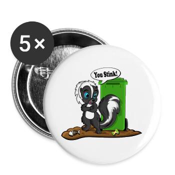 You Stink Skunk Cartoon Tee - Buttons large 2.2''/56 mm (5-pack) - white - Front