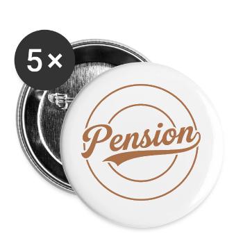 Pension nicht mehr zuständig Pensionär - Buttons groß 56 mm (5er Pack) - Weiß - Vorne