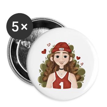 Joueur de basket en plein espoir - Lot de 5 grands badges (56 mm) - blanc - Devant