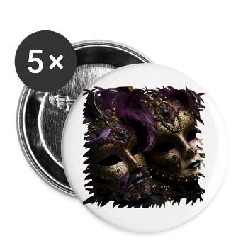 Venezianische Maskenpracht - Buttons groß 56 mm (5er Pack) - Weiß - Vorne