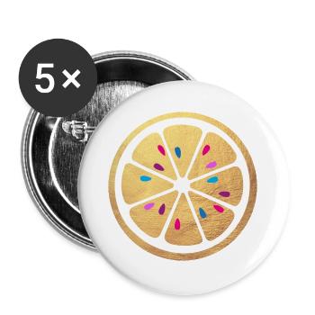 Lemon Gold Cores Colorés Fête de Luxe d’été Sour - Lot de 5 grands badges (56 mm) - blanc - Devant