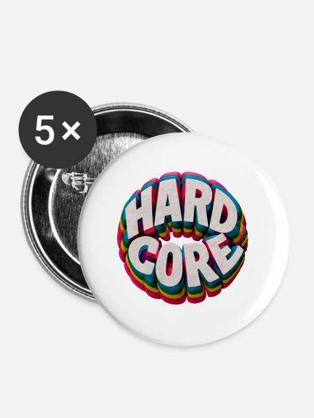 Hardcore Regenbogen - Buttons groß 56 mm (5er Pack) - Weiß