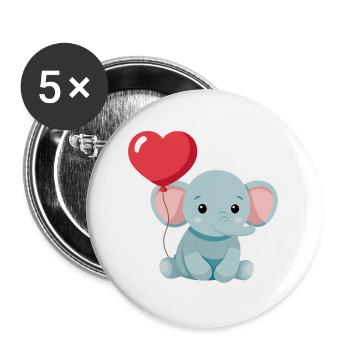 Petit éléphant mignon - Lot de 5 grands badges (56 mm) - blanc - Devant