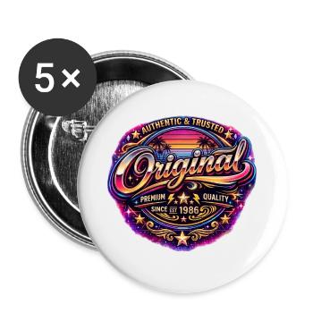 Retro 1980s Neon Synthwave Original 1986 Badge - Buttons large 2.2''/56 mm (5-pack) - white - Front