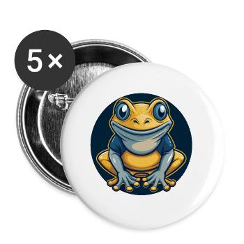 Frog Kawaii Mascot Cartoon Character Clipart Logo - Buttons large 2.2''/56 mm (5-pack) - white - Front