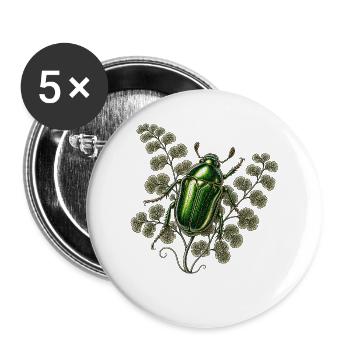 Scarabée Émeraude & Fougère Ancienne - Buttons large 2.2''/56 mm (5-pack) - white - Front