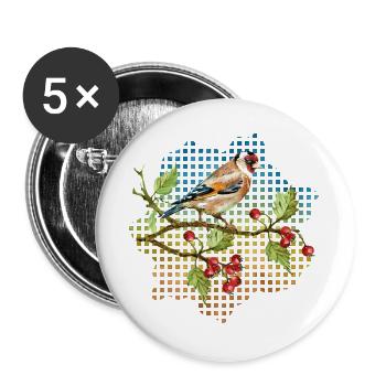 Oiseau coloré - Lot de 5 grands badges (56 mm) - blanc - Devant