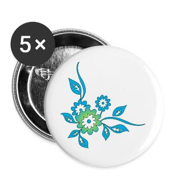 Blue flowers - Buttons large 2.2''/56 mm (5-pack) - white - Front