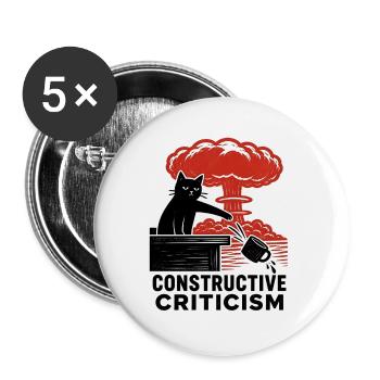 Tasse à café Linocut Cat Nuclear Explosion - Lot de 5 grands badges (56 mm) - blanc - Devant
