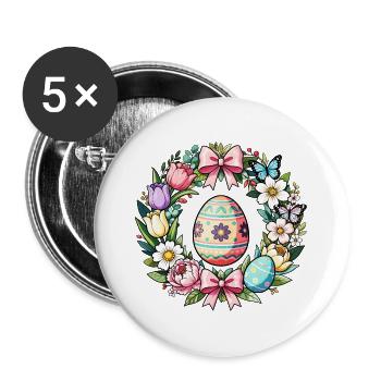 Pastel Easter Floral Egg Wreath - Buttons large 2.2''/56 mm (5-pack) - white - Front