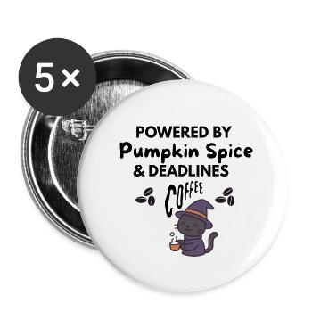 Pumpkin Spice & Délais - Chat du Café d’Automne - Lot de 5 grands badges (56 mm) - blanc - Devant