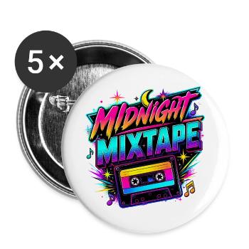 Midnight Mixtape 80er Jahre - Buttons groß 56 mm (5er Pack) - Weiß - Vorne