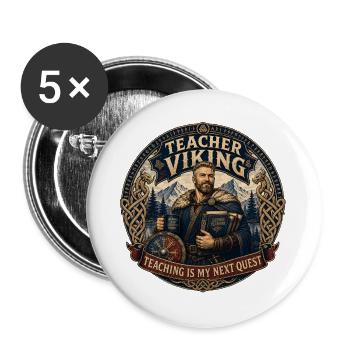 Teacher Viking Lesson Planner - Buttons large 2.2''/56 mm (5-pack) - white - Front