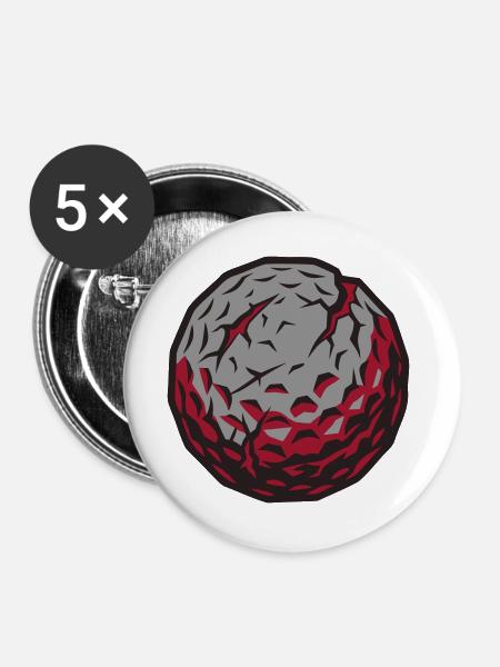 Golfball Meteorit Logo - Buttons groß 56 mm (5er Pack) - Weiß