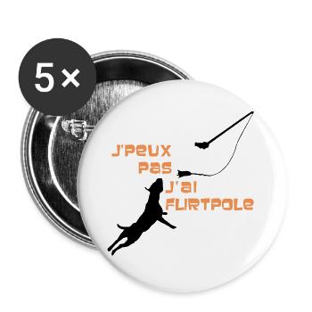 Staffie j'peux pas j'ai flirtpole sport - 002 - Lot de 5 grands badges (56 mm) - blanc - Devant