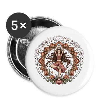 Atme Balance Ein Zweifel Aus Bunt Yoga Boho - Buttons groß 56 mm (5er Pack) - Weiß - Vorne