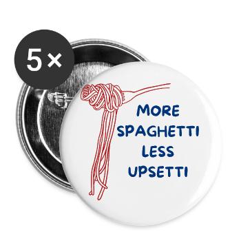 lustiges Spaghetti-Design - Buttons groß 56 mm (5er Pack) - Weiß - Vorne