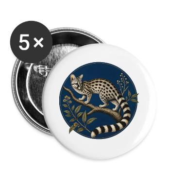 Genetta genetta – Illustration naturaliste - Lot de 5 grands badges (56 mm) - blanc - Devant