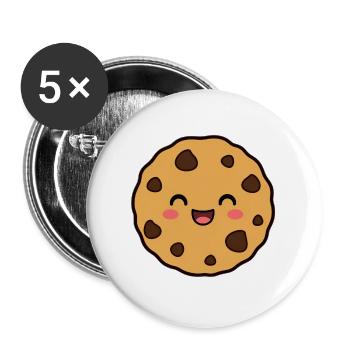 Lächelnder Kekskeks - Buttons groß 56 mm (5er Pack) - Weiß - Vorne