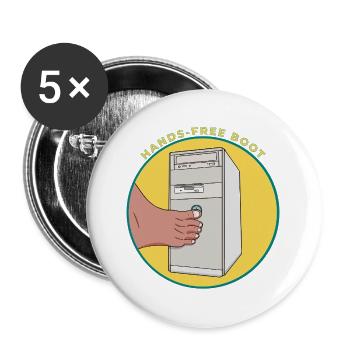 Démarrage mains libres Tour d’ordinateur vintage Joueur drôle - Lot de 5 grands badges (56 mm) - blanc - Devant