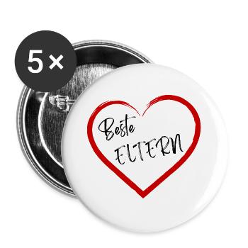 Beste Eltern - Buttons groß 56 mm (5er Pack) - Weiß - Vorne