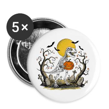 Halloween T Rex - Buttons groß 56 mm (5er Pack) - Weiß - Vorne
