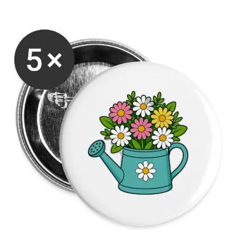 Bouquet of Flowers Watering Can - Buttons large 2.2''/56 mm (5-pack) - white - Front