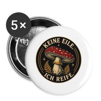 Keine Eile Pilz Badge - Buttons groß 56 mm (5er Pack) - Weiß - Vorne