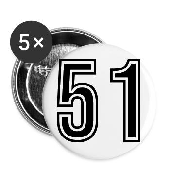 Symbole du chiffre 51 - Lot de 5 grands badges (56 mm) - blanc - Devant