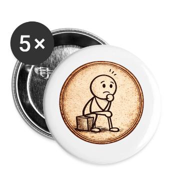 Sketch du Penseur Sépia - Lot de 5 grands badges (56 mm) - blanc - Devant