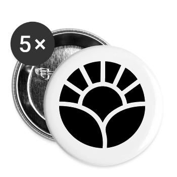 Motif du soleil et des plantes du jardinier - Lot de 5 grands badges (56 mm) - blanc - Devant