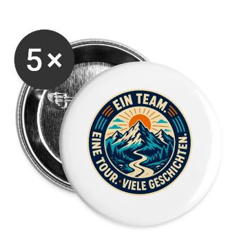 Ein Team – Eine Tour – Viele Geschichten - Buttons groß 56 mm (5er Pack) - Weiß - Vorne