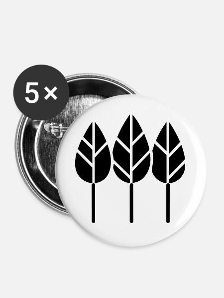 Gärtner drei Bäume Gartenbau Motiv - Buttons groß 56 mm (5er Pack) - Weiß
