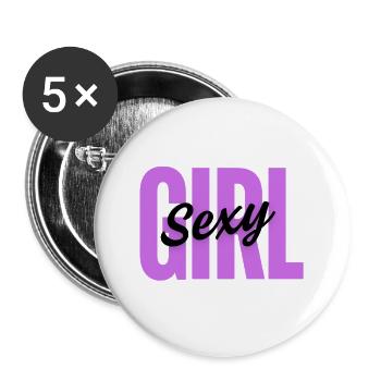 Fille sexy – Design féminin amusant - Lot de 5 grands badges (56 mm) - blanc - Devant