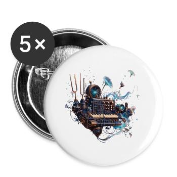 Synthétiseur mécanique céleste - Lot de 5 grands badges (56 mm) - blanc - Devant