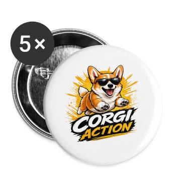 Corgi Action - Buttons large 2.2''/56 mm (5-pack) - white - Front