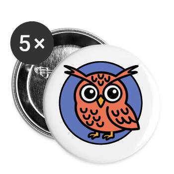 Eulenfamilie - Buttons groß 56 mm (5er Pack) - Weiß - Vorne