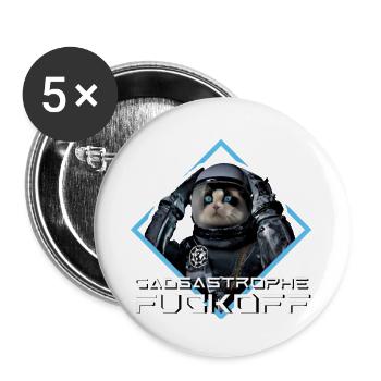Gdasastrophe avec mon chat Zora - Lot de 5 grands badges (56 mm) - blanc - Devant
