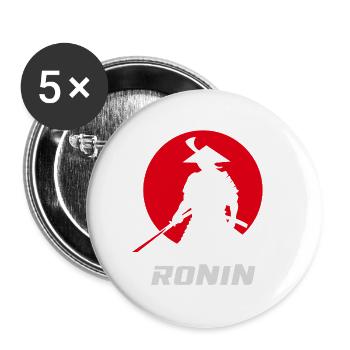 Ronin Samurai Guerrier japonais - Lot de 5 grands badges (56 mm) - blanc - Devant