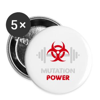 Powerlifting-Mutationsstärke - Buttons groß 56 mm (5er Pack) - Weiß - Vorne