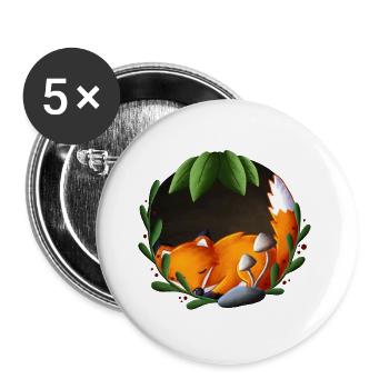 Renard endormi dans le cercle vert - Lot de 5 grands badges (56 mm) - blanc - Devant