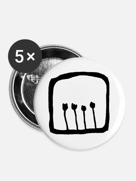 Vier Tulpen - Buttons groß 56 mm (5er Pack) - Weiß