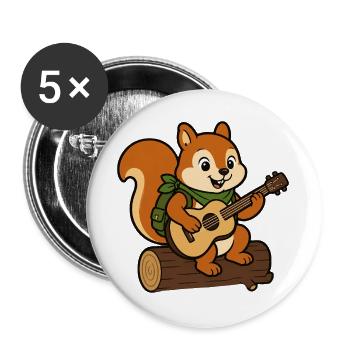 Ami de la forêt à la guitare - Lot de 5 grands badges (56 mm) - blanc - Devant