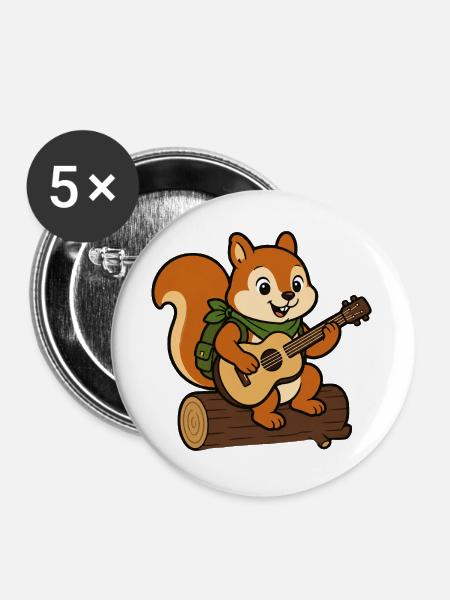 Waldfreund mit Gitarre - Buttons groß 56 mm (5er Pack) - Weiß